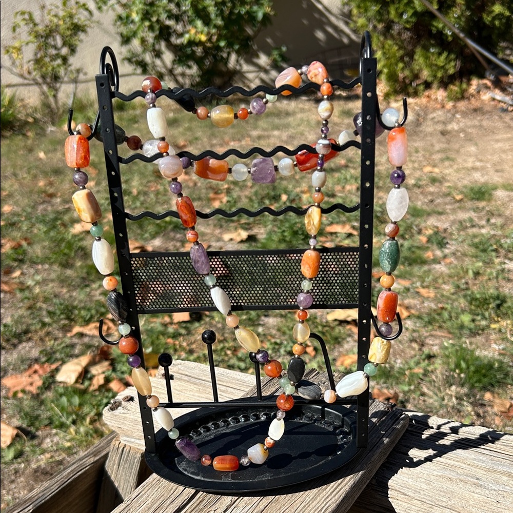 Multicolor Semi Precious stone Beaded Necklace - Picture 8 of 10
